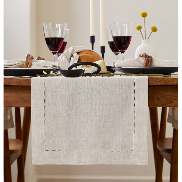Solino Home Classic Hemstitch Table Runner White