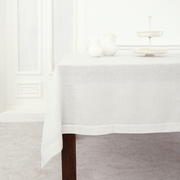 solino home Classic Hemstitch Tablecloth White