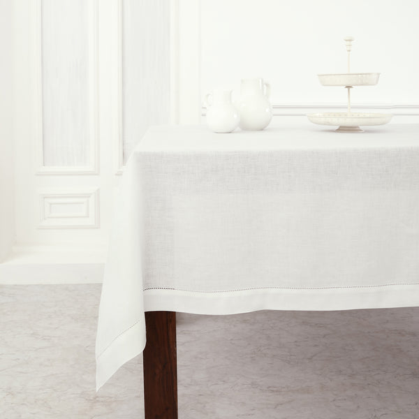 solino home Classic Hemstitch Tablecloth White