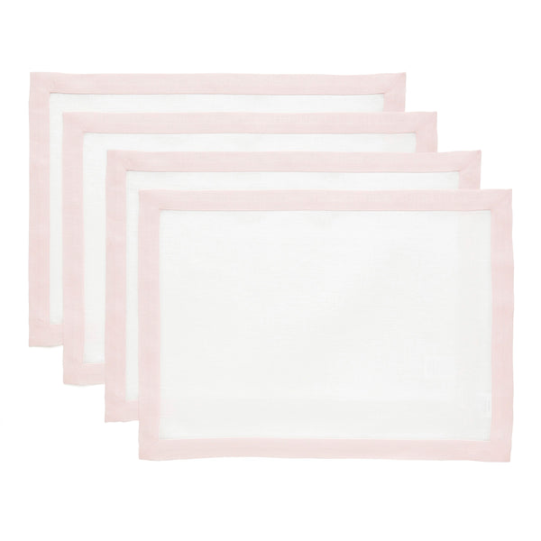 solino home Classic Placemats Blush Pink & White