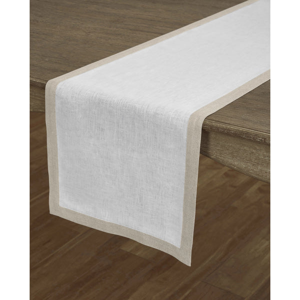 solino home Classic Table Runner Natural & White