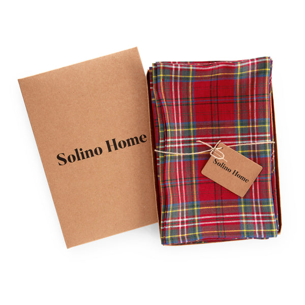Solino Home Classic Tartan Plaid Napkins Red Plaid