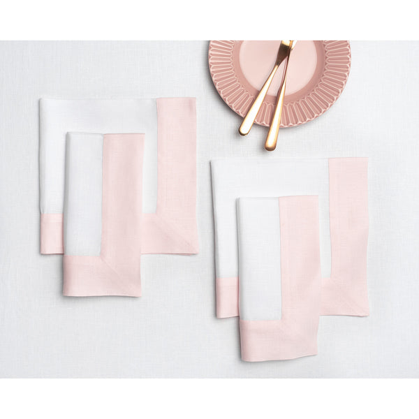 solino home Contempo Napkins Blush Pink & White