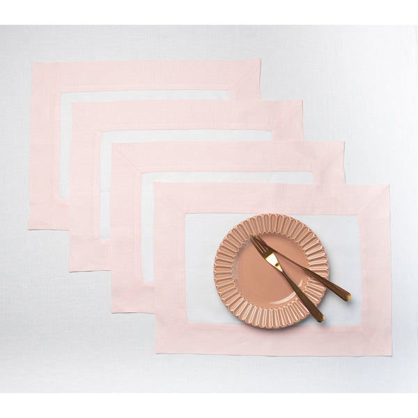 solino home Contempo Placemats Blush Pink & White