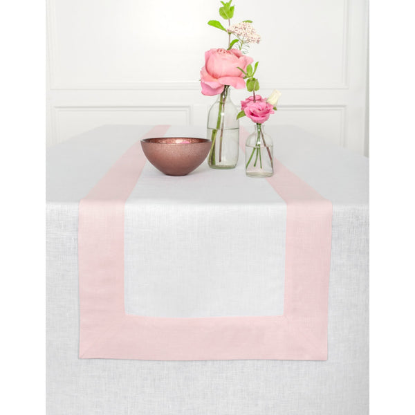 solino home Contempo Table Runner Blush Pink & White