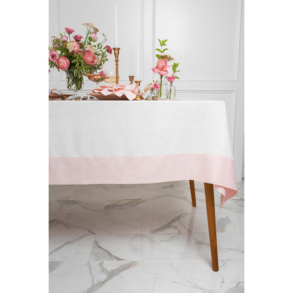 solino home Contempo Tablecloth Blush Pink & White
