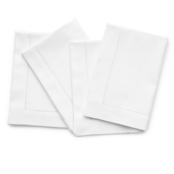 Solino Home Cotton Linen Hemstitch Napkins White