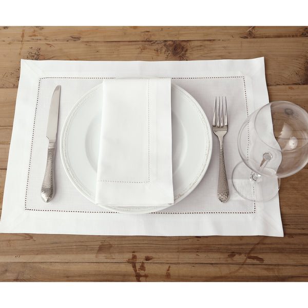 Solino Home Cotton Linen Hemstitch Napkins White