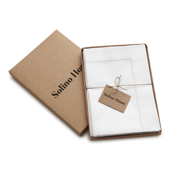 Solino Home Cotton Linen Hemstitch Napkins White
