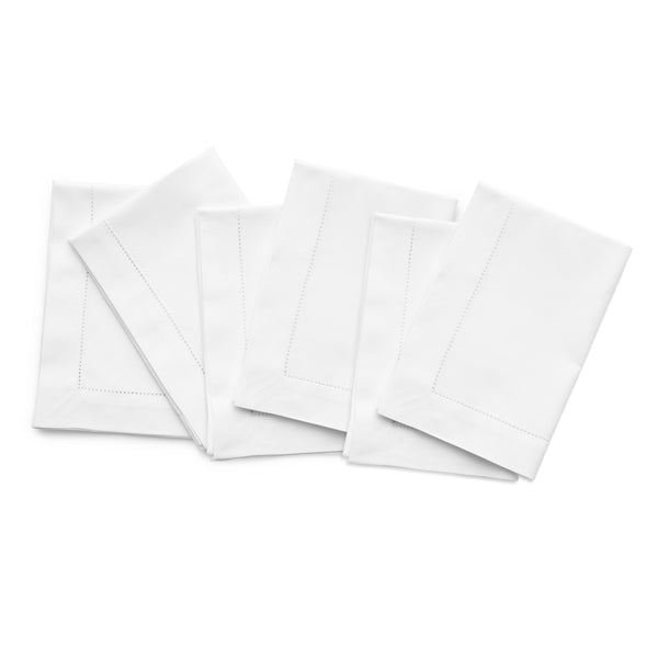 solino home Cotton Linen Hemstitch Napkins White
