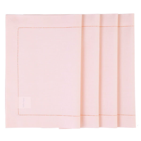 solino home Cotton Linen Hemstitch Placemats Pink