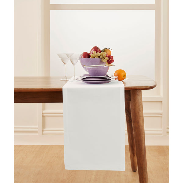solino home Dru Cotton Linen Table Runner White