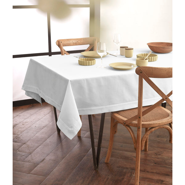 solino home Dru Cotton Linen Tablecloth White