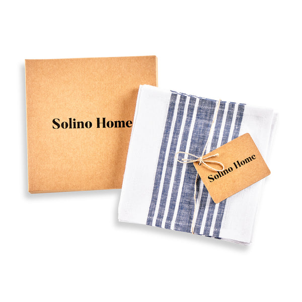 Solino Home Farmhouse Cocktails Napkins Navy & White