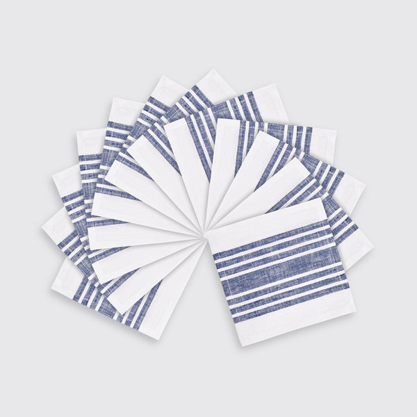 solino home Farmhouse Cocktails Napkins Navy & White