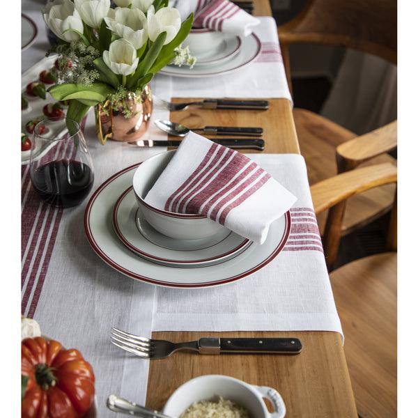 Solino Home Farmhouse Placemats Burgundy & White
