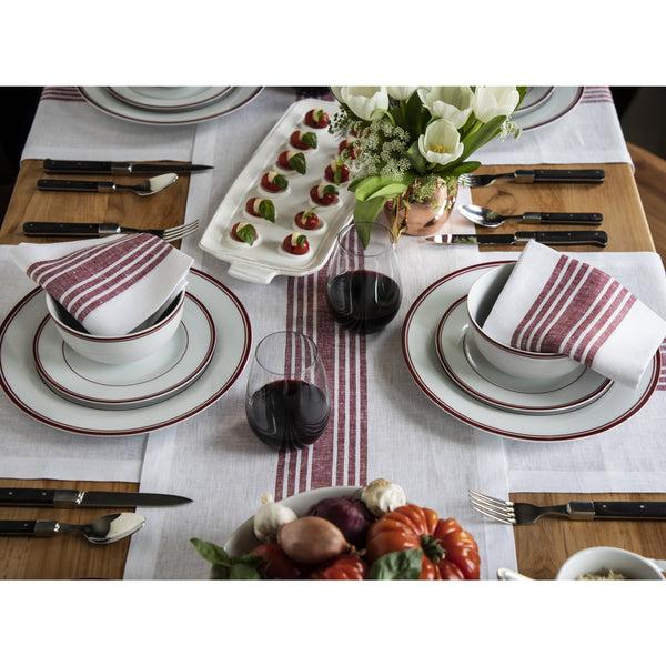 Solino Home Farmhouse Table Runner Burgundy & White