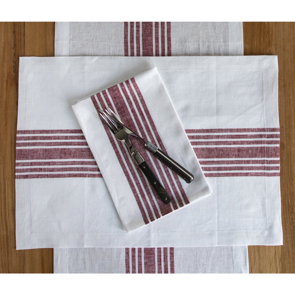 Solino Home Farmhouse Table Runner Burgundy & White