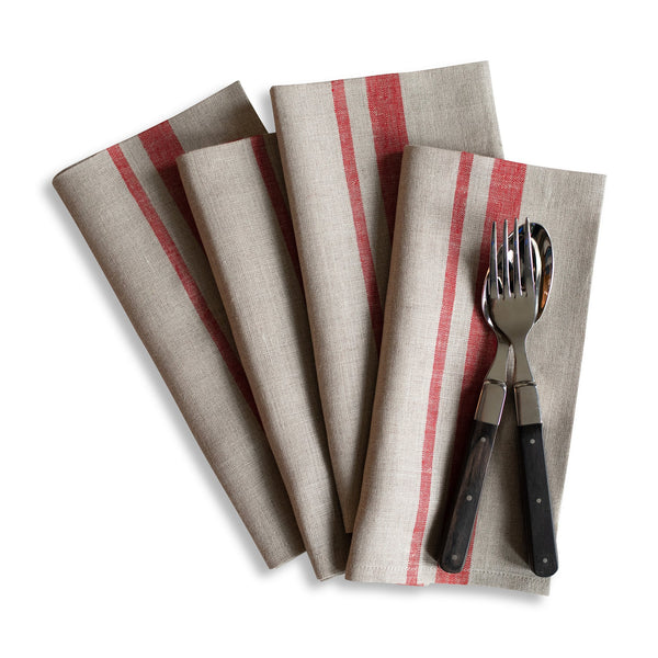 Solino Home French Stripe Napkins Black & Natural