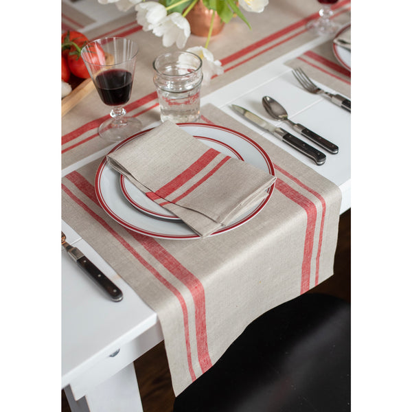 Solino Home French Stripe Placemats Red & Natural