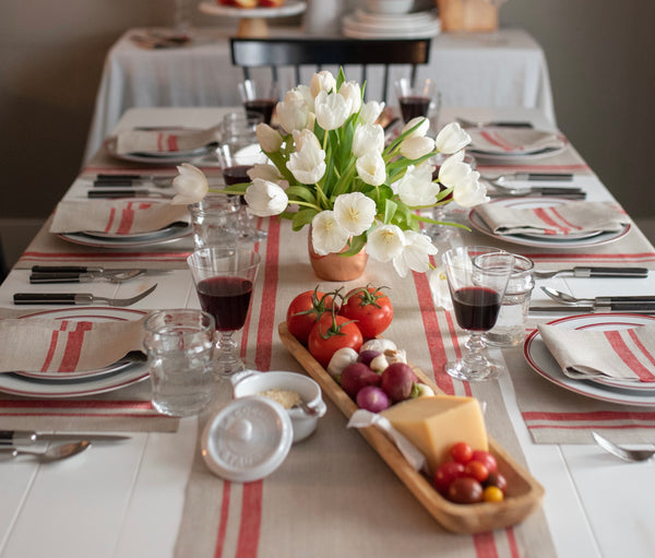 Solino Home French Stripe Placemats Red & Natural