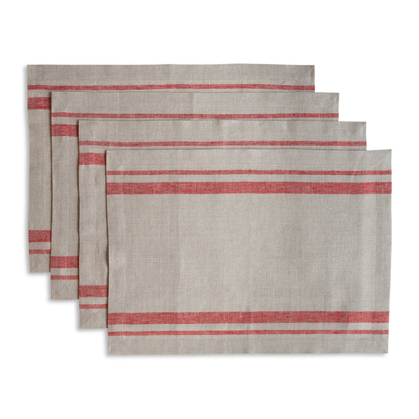 solino home French Stripe Placemats Red & Natural