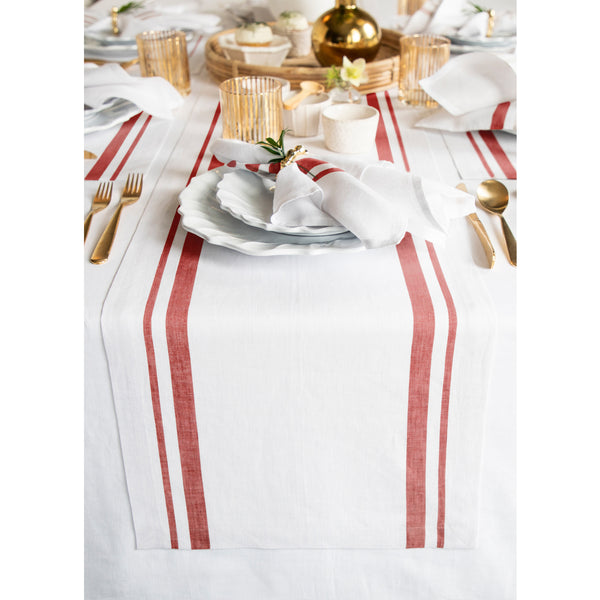 solino home French Stripe Table Runner Red & White