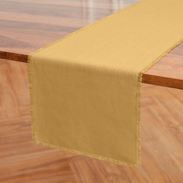 Solino Home Fringe Table Runner Light Grey