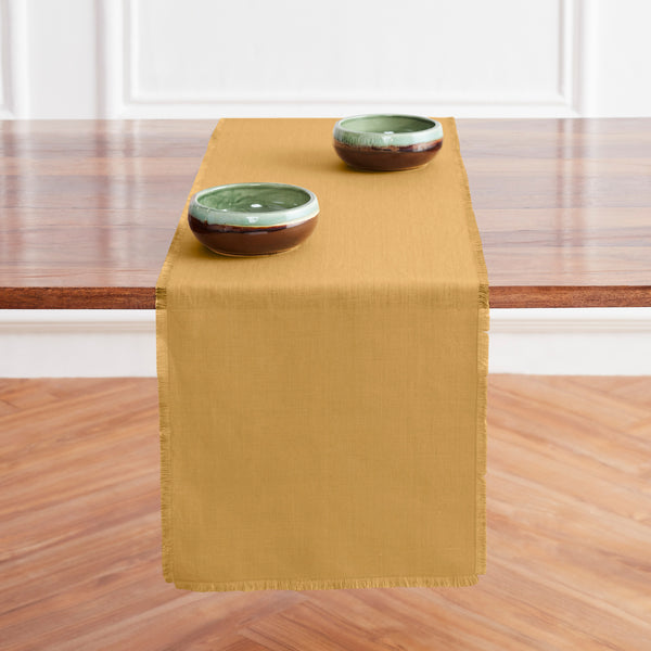 Solino Home Fringe Table Runner Light Grey