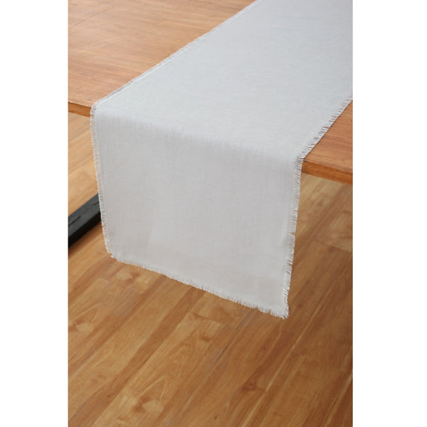 solino home Fringe Table Runner Light Grey