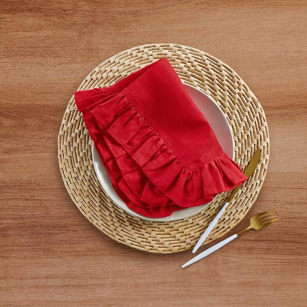Solino Home Gabrielle Ruffle Napkins Pink Lemonade