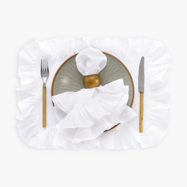 Solino Home Gabrielle Ruffle Placemats White