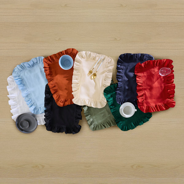 Solino Home Gabrielle Ruffle Placemats White