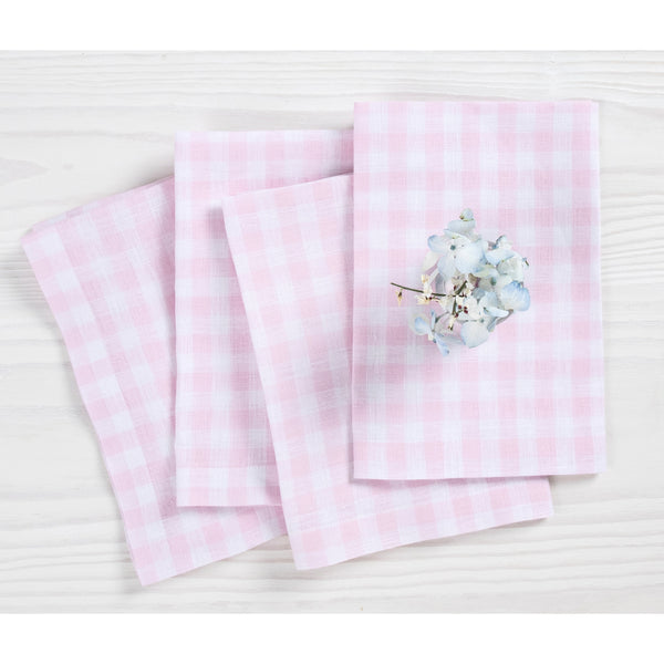 solino home Gingham Napkins Marshmellow Pink