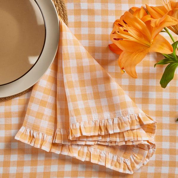 Solino Home Gingham Ruffle Napkins Sunny Orange