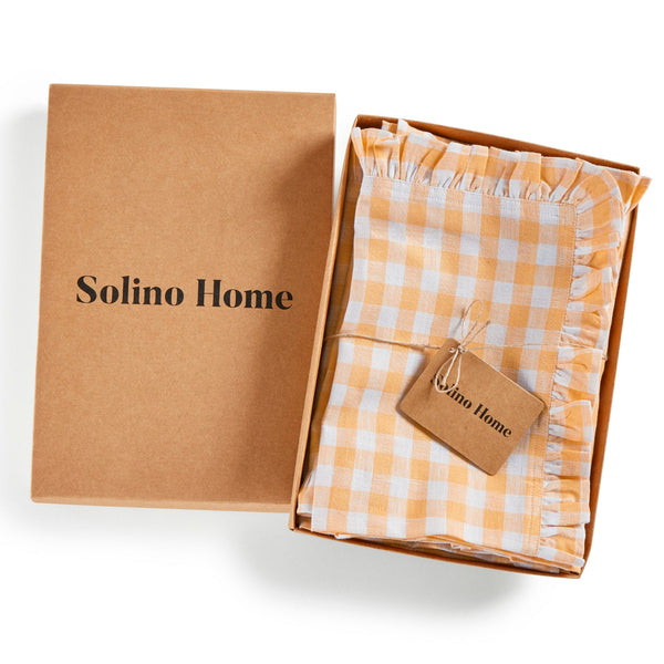 Solino Home Gingham Ruffle Napkins Sunny Orange