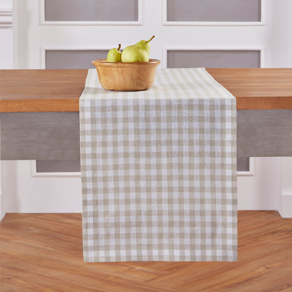 solino home Gingham Table Runner Natural