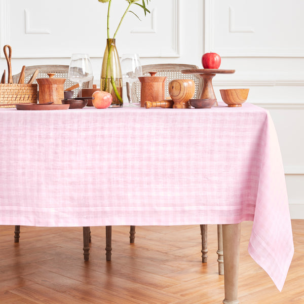 solino home Gingham Tablecloth Marshmellow Pink