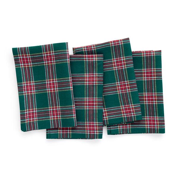 solino home Green Tartan Plaid Napkins Green