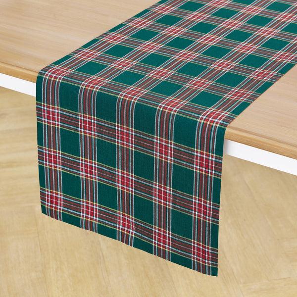 Solino Home Green Tartan Plaid Table Runner Green