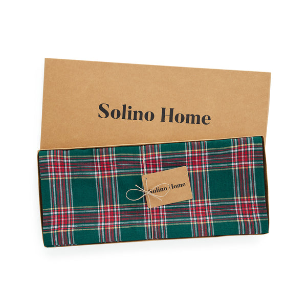 Solino Home Green Tartan Plaid Table Runner Green