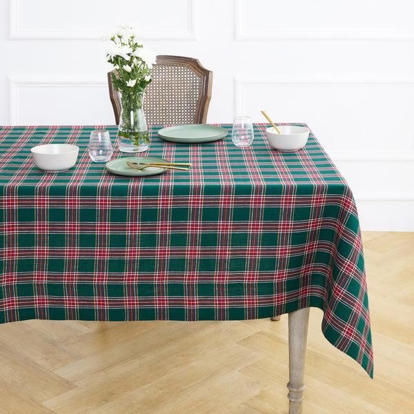 solino home Green Tartan Plaid Tablecloth Green