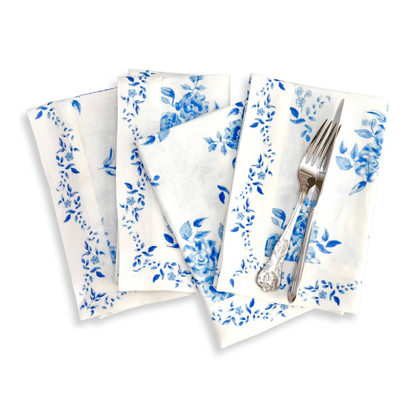 solino home Jolie Fleur Napkins Blue Floral