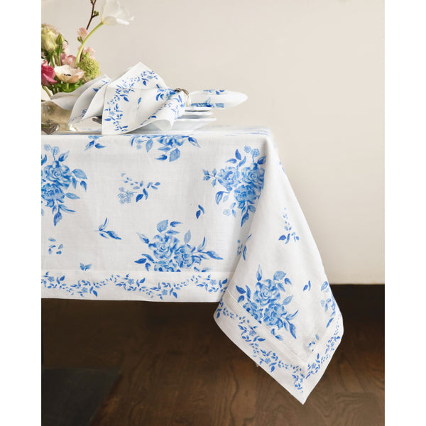 solino home Jolie Fleur Tablecloth Blue Floral
