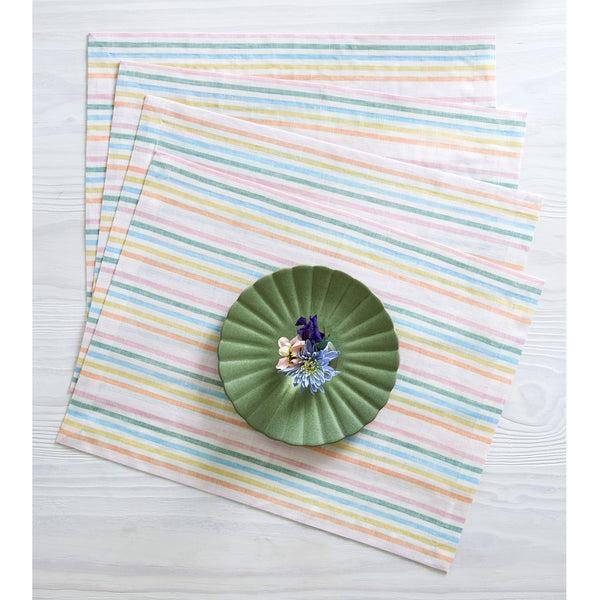 Solino Home Julia Placemats Muted Pastel Stripe