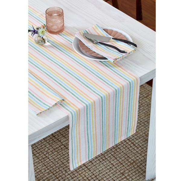 Solino Home Julia Table Runner Muted Pastel Stripe