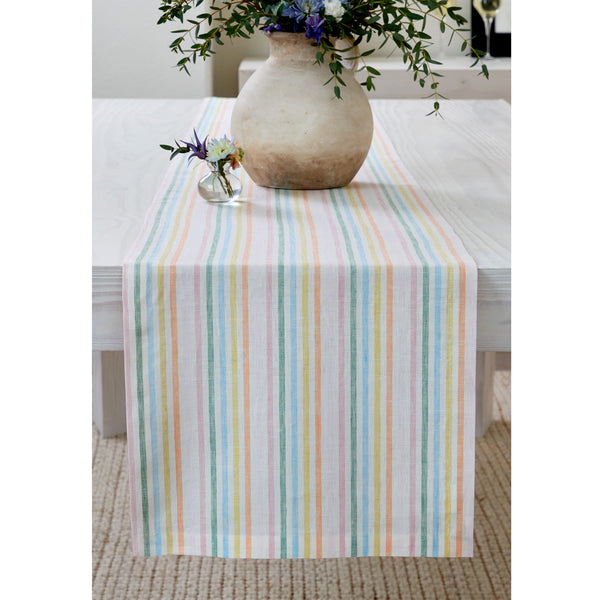 solino home Julia Table Runner Muted Pastel Stripe