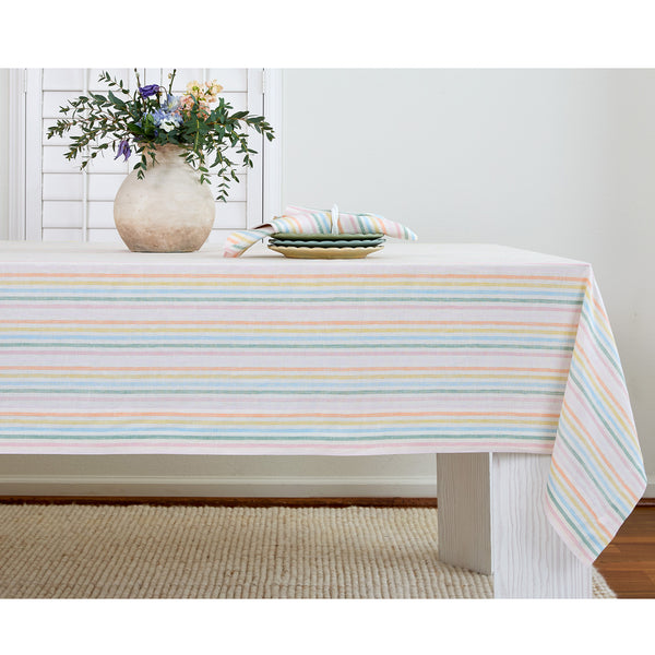 solino home Julia Tablecloth Muted Pastel Stripe