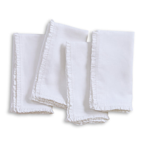 solino home Juliette Ruffle Napkins White