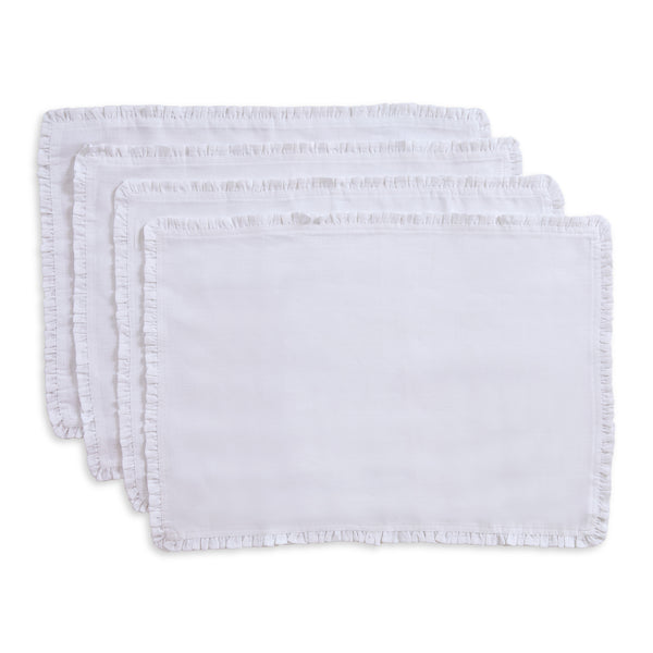 solino home Juliette Ruffle Placemats White